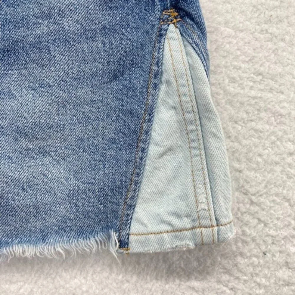 We The Free Womens Denim Mini Skirt‎ Size 24 Buttonfly Color Block Free People